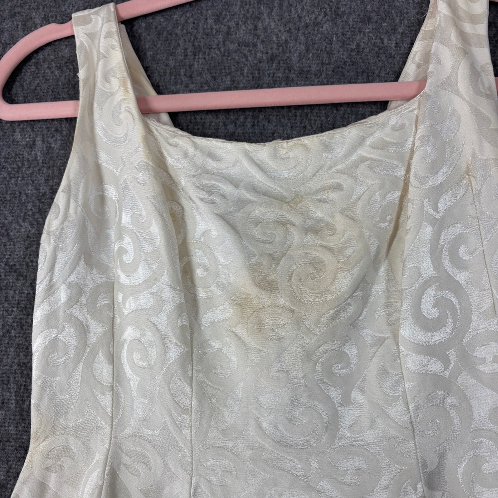 Vintage 50s Cream Swirl Jacquard Fit and Flare Dress Sleeveless Mid-Century XS - Picture 3 of 9